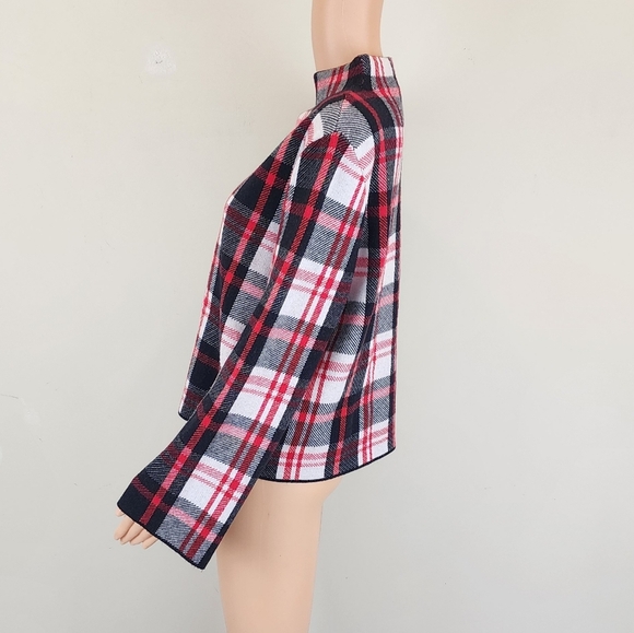 Ann Taylor Red Multi Color Plaid Long Sleeve Sweater - Picture 4 of 8